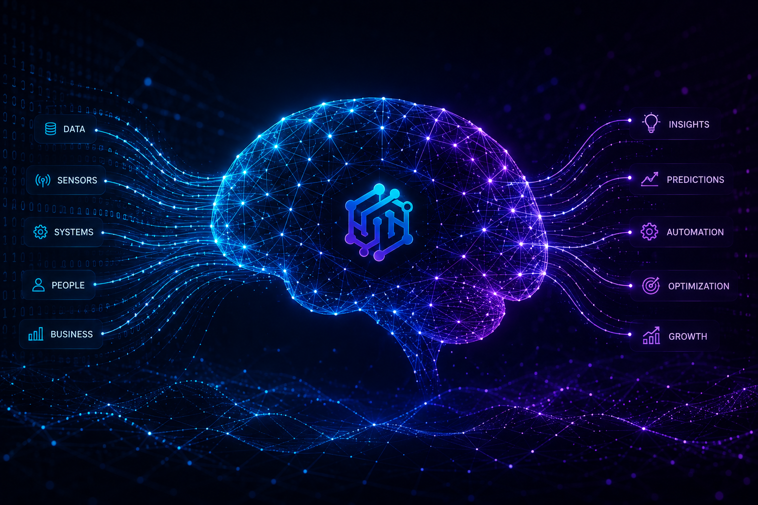 Abstract neural network visualization representing intelligent systems and data flow